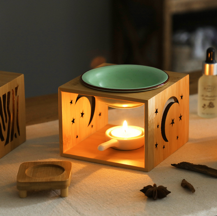 Bamboo Aromatherapy Essential Oil Scented Wax Melt Candle Holder