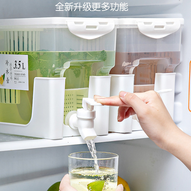 Double filter Beverage juice Dispenser refrigerator cold water kettle household fruit juice tea bucket fridge Drink Dispenser