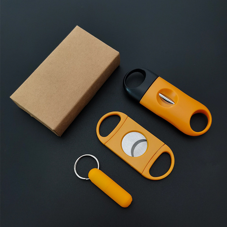 Color Mixing Cigar Tool Three-piece Cigar Scissors Plastic Style Drilling Punching Cutter 3 in 1 Cigar Cutter Set