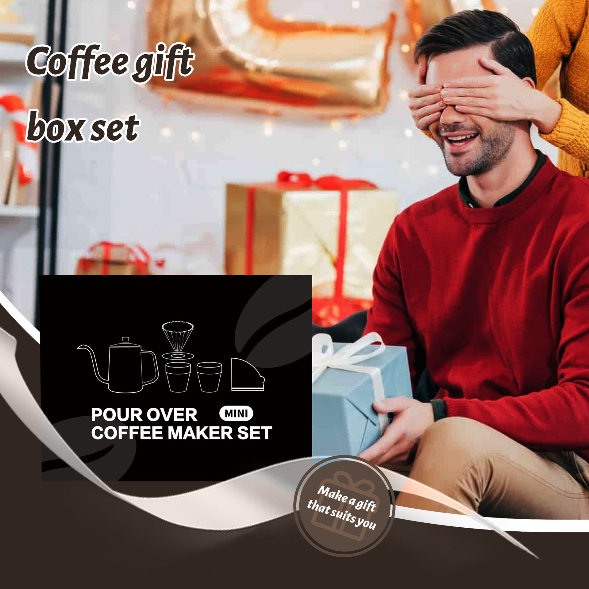 Hand brewed coffee pot gift box travel coffee utensils home portable dripper filter coffee pour over set