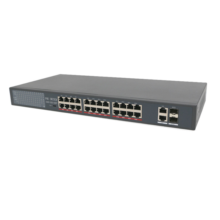 10/100/1000m 24 Port Full Gigabit POE Switch with 2 SFP 2 Ethernet Uplink used for Hikvision Dahua CCTV POE Camera