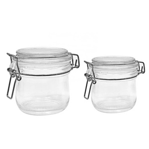 Glass storage jar with seal lid and stainless metal clip