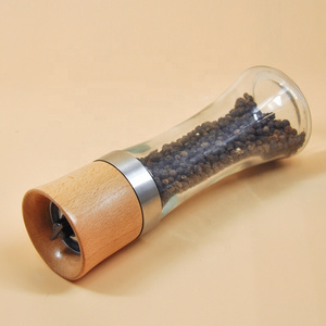 Salt and Pepper Glass Spice Manual Salt Mill with Adjustable Coarseness Herb Pepper Crusher Grinder