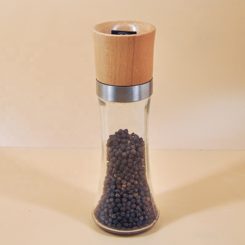 Salt and Pepper Glass Spice Manual Salt Mill with Adjustable Coarseness Herb Pepper Crusher Grinder