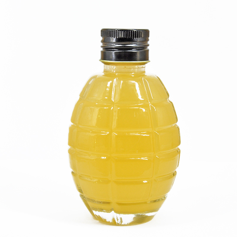 High quality empty 200ml grenade shape glass bottle with screw cap