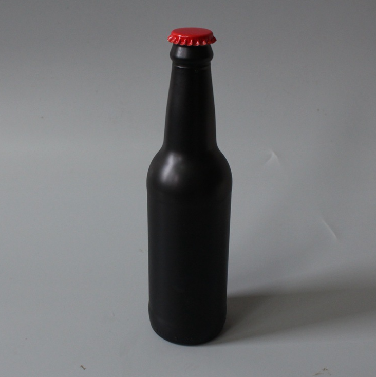 330ml matte black painted beer glass bottle