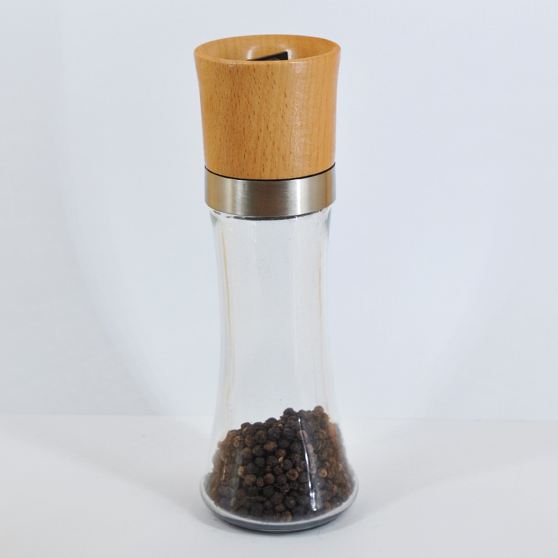 Salt and Pepper Glass Spice Manual Salt Mill with Adjustable Coarseness Herb Pepper Crusher Grinder