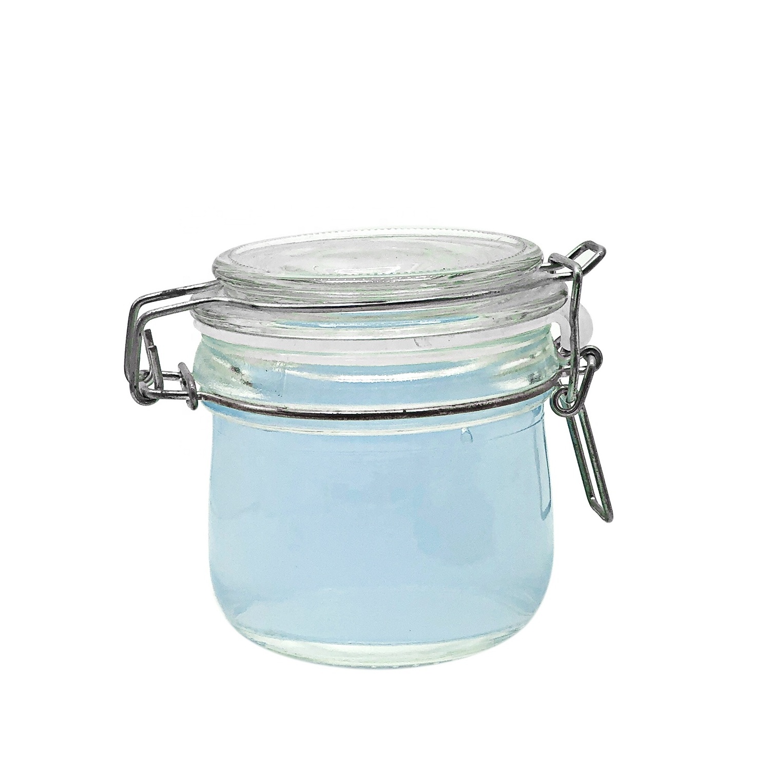 Glass storage jar with seal lid and stainless metal clip