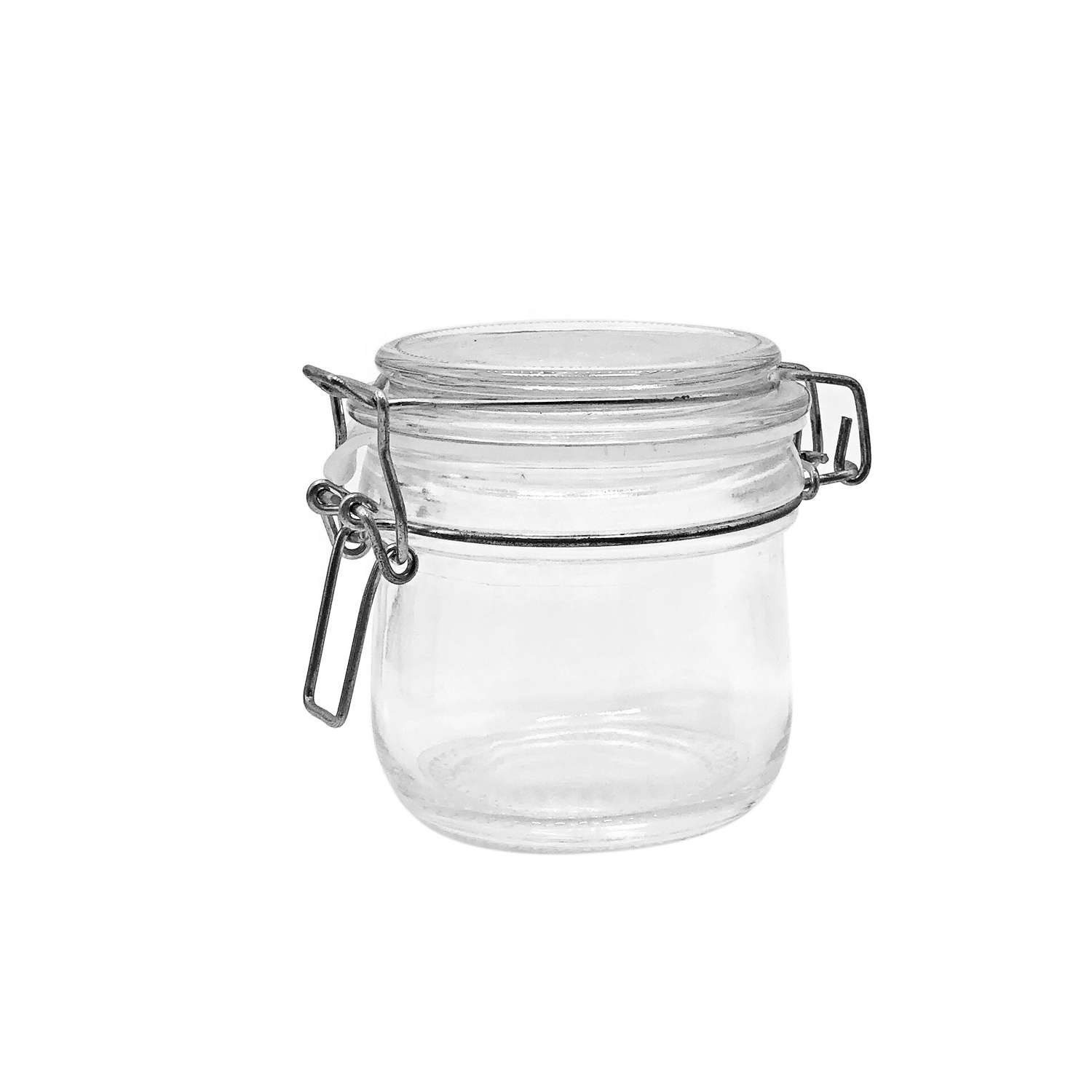 Glass storage jar with seal lid and stainless metal clip