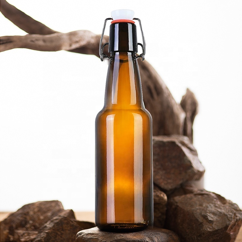 amber color swing top glass beer bottle 330ml 500ml 750mlairtight glass beverage kombucha tea juice beer soft drinks bottle