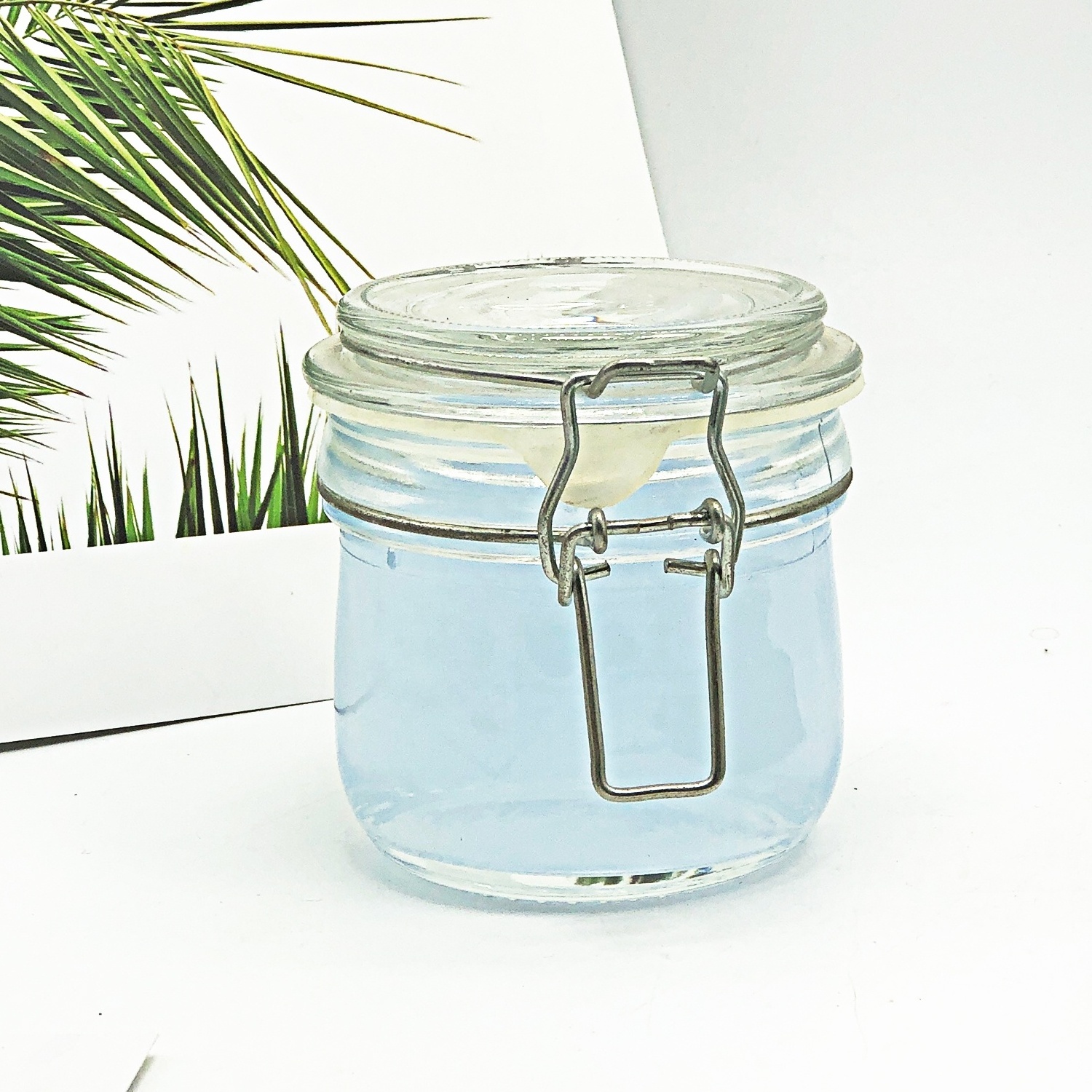 Glass storage jar with seal lid and stainless metal clip