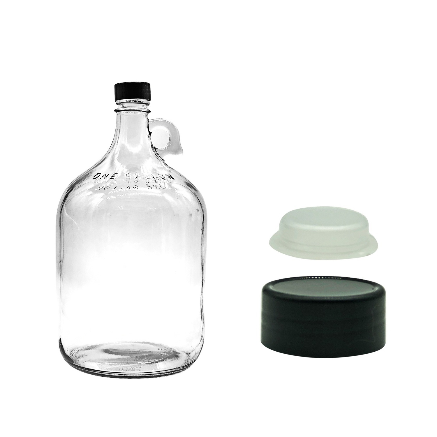 1 Gallon old-fashioned  Glass Jugs with Black Cap and Inner Plug for apple cider