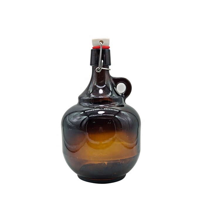 wholesale amber california 1L growler glass wine bottle with swing top