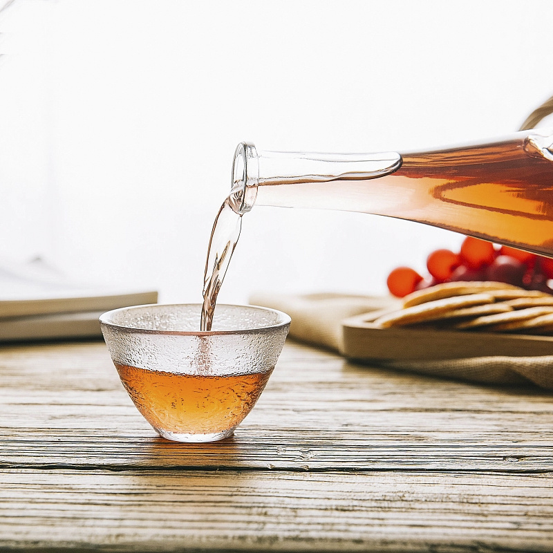 Japanese style Gold Rim Glass cloud Frosted Sake Cup Custom Sake Cups with retro hammer eye and strong grain