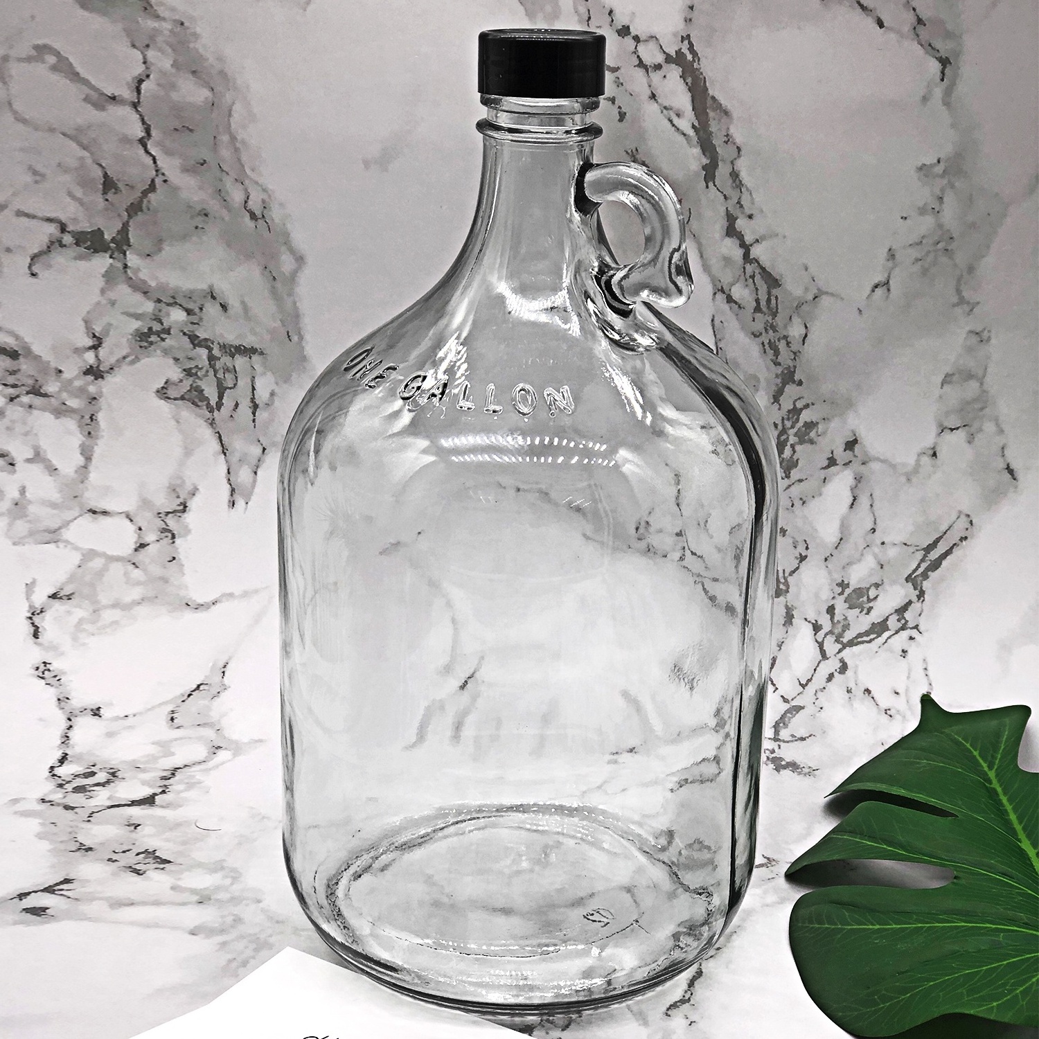 1 gallon clear glass jug with finger handle for ciders, juices, home brews, chemicals