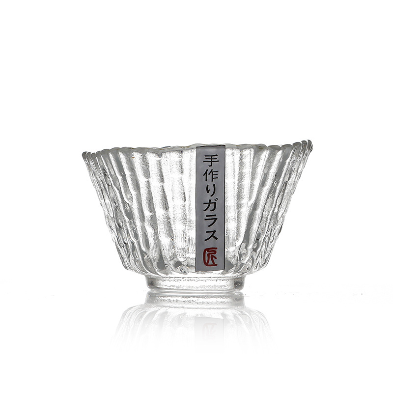 Japanese style Gold Rim Glass cloud Frosted Sake Cup Custom Sake Cups with retro hammer eye and strong grain