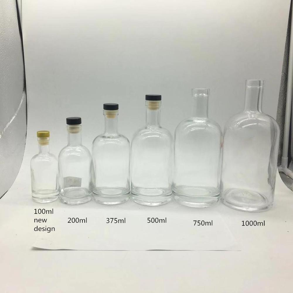 100ml 200ml 375ml 500ml 750ml Extra White Flint Glass Wine Liquor Bottles Glass Bottles For Liquor