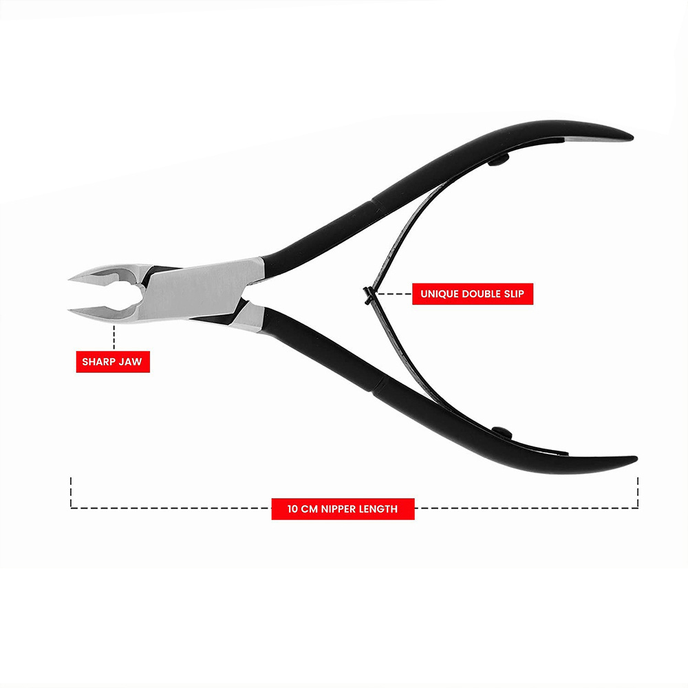 Hot Selling Sharp Pointed Tip Nail Cuticle Nipper Black Color Handle Double Spring Nail Nipper For Salon From Pakistan