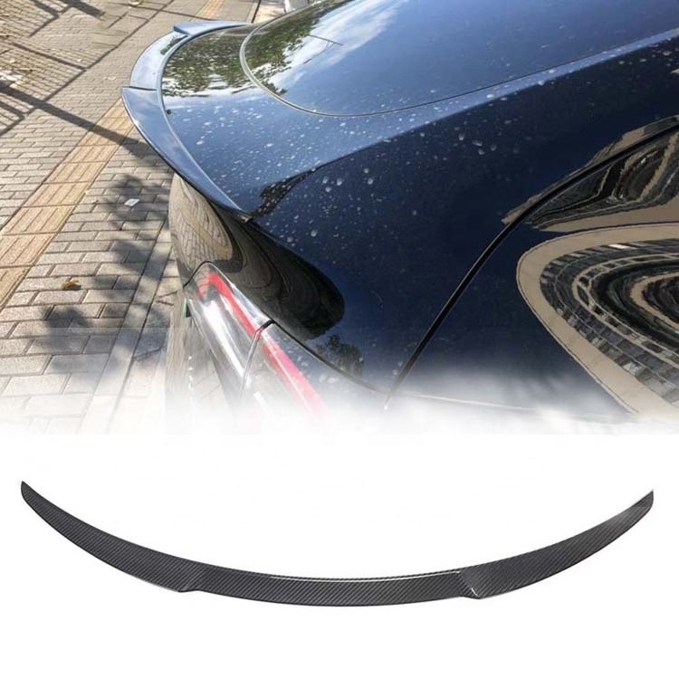 Creeaes 100% Dry Carbon Fiber Car Tail Wings Rear Truck Spoiler For Tesla Model Y 2019-2022