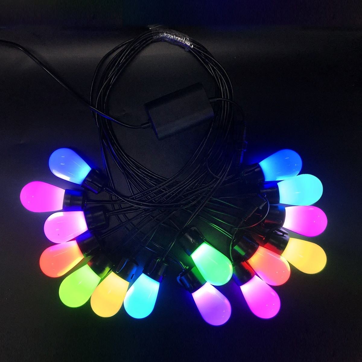 Outdoor String Lights RGBW 48ft Patio Lights Multi-Color LED Bulbs IP65 40 Scene Modes Dimmable for Garden