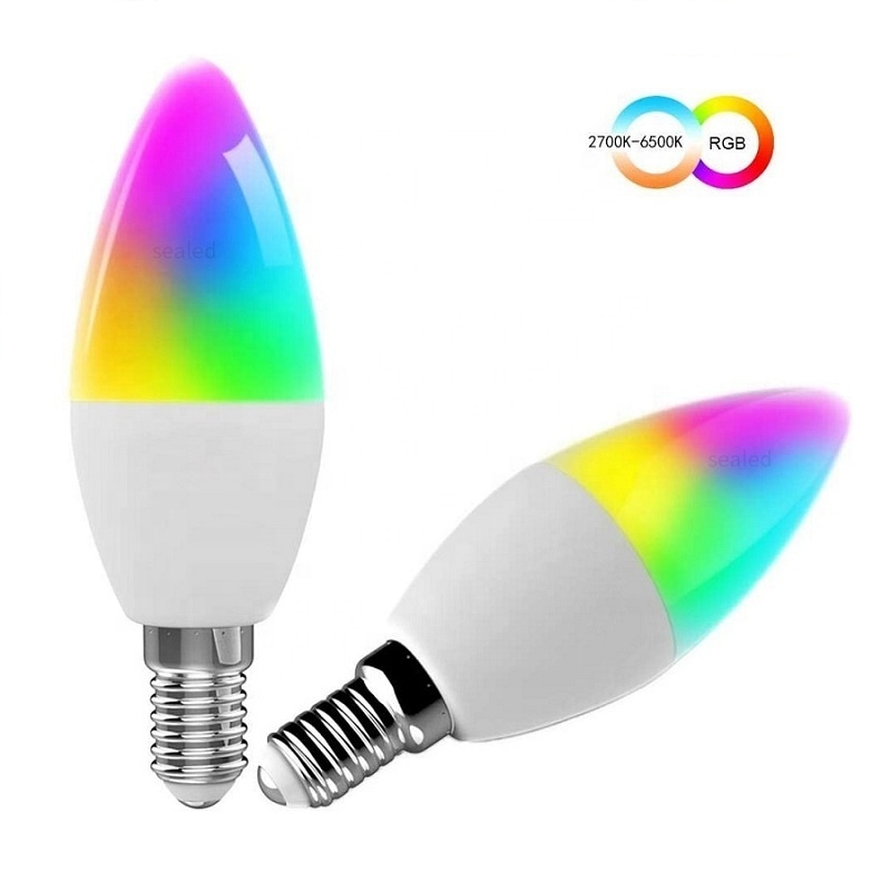 Alexa Google Home RGB 2700K-6500K Smart Light Bulbs Tuya Wifi C37 Dimmable Smart LED Bulb