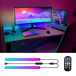 2 Pack Smart RGBIC Ambient Gaming Lights Under Monitor Light Bar Computer Screen TV Ambiance Backlight for Desk Room Decoration