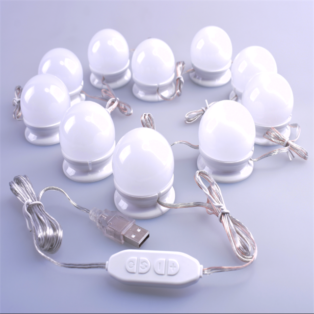 USB Power Hollywood Bathroom Lighting 10 Dimmable Bulbs Led Makeup Vanity Mirror With Light