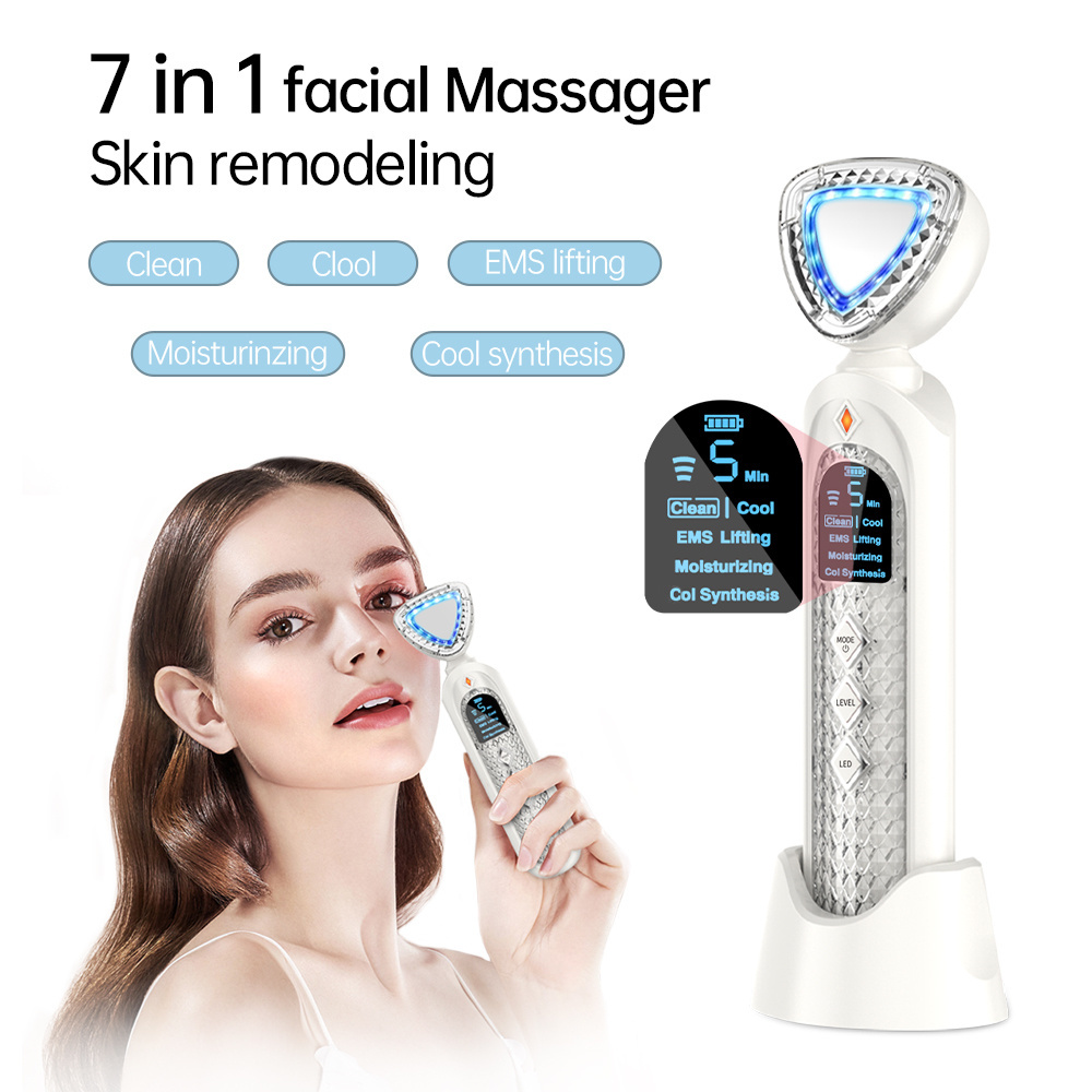 beauty instrument EMS cold hot compress deep cleaning 7 in 1skin care facial massager