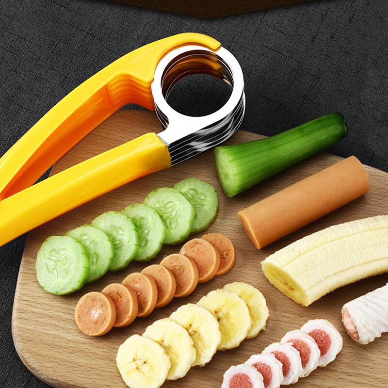 Stainless Steel Banana Slicer Easy-to-Use Manual Vegetable & Fruit Cutter Hone Kitchen Tools Bananas Strawberries Sausage Slicer