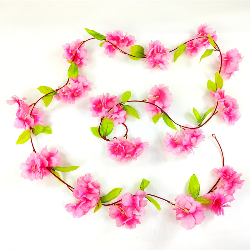 Simulated cherry blossoms vines plastic artificial flowers air conditioning water pipes living room decoration