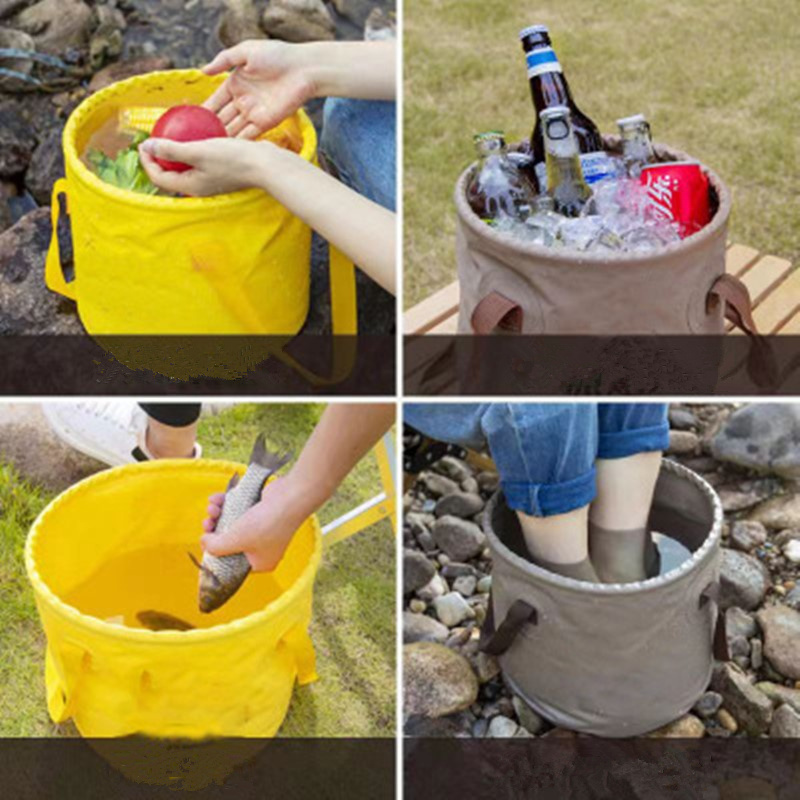 Factory Cheap 10L 20L Outdoor Portable Folding Bucket Travel Camping Storage Bag Fishing Bucket Round Ice Bucket With Handle