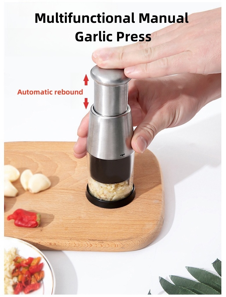 New Fashion Hot Sale Stainless Steel Garlic Press Multifunctional Kitchen Vegetable Cutter Hand Press Crusher Onion Chopper