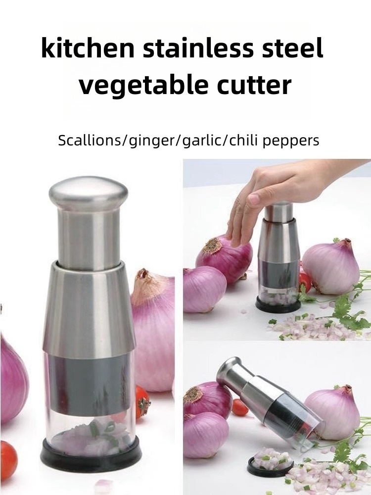 New Fashion Hot Sale Stainless Steel Garlic Press Multifunctional Kitchen Vegetable Cutter Hand Press Crusher Onion Chopper