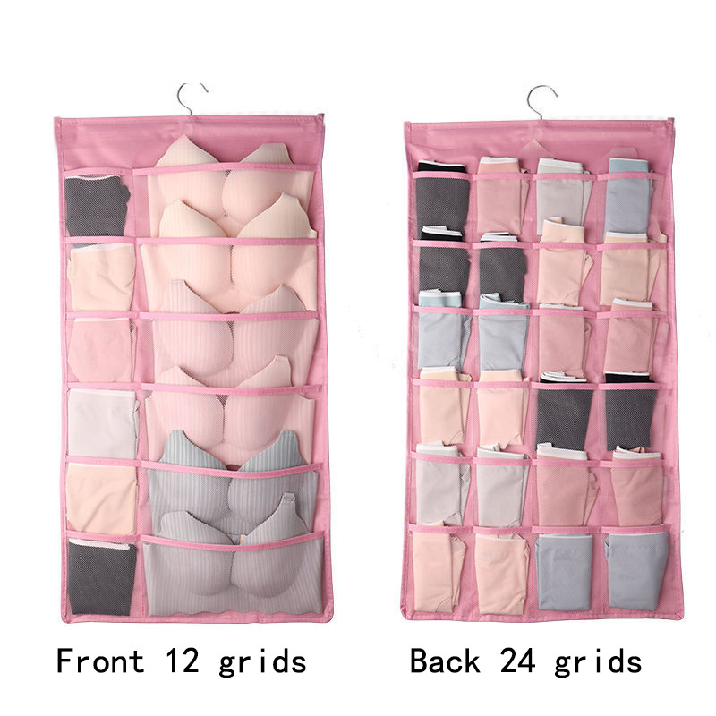 Double Sided Wall Hanging Underwear Underpants Socks Impurity Storage Bag Organizer Bag for Dormitory Bedroom Wardrobe Storage