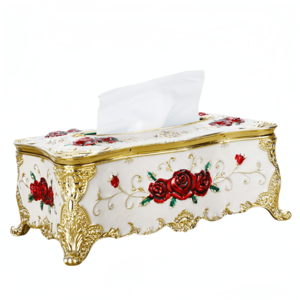 Hot Selling European Luxury Tissue Box KTV Hotel Bar Rose Carved Home Decor Car Acrylic Holder Cover Plastic Tissue Holder Box