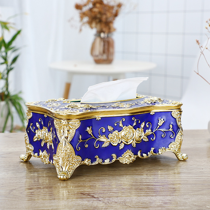 Hot Selling European Luxury Tissue Box KTV Hotel Bar Rose Carved Home Decor Car Acrylic Holder Cover Plastic Tissue Holder Box