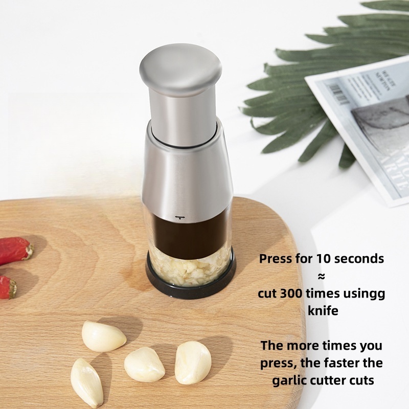 New Fashion Hot Sale Stainless Steel Garlic Press Multifunctional Kitchen Vegetable Cutter Hand Press Crusher Onion Chopper