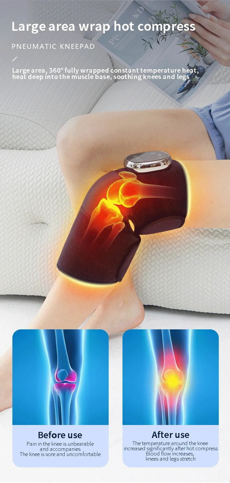 Infrared Knee Massager for Arthritis Air Pressure Heating Machine with Elbow Shoulder Wrap Therapy for Leg Use