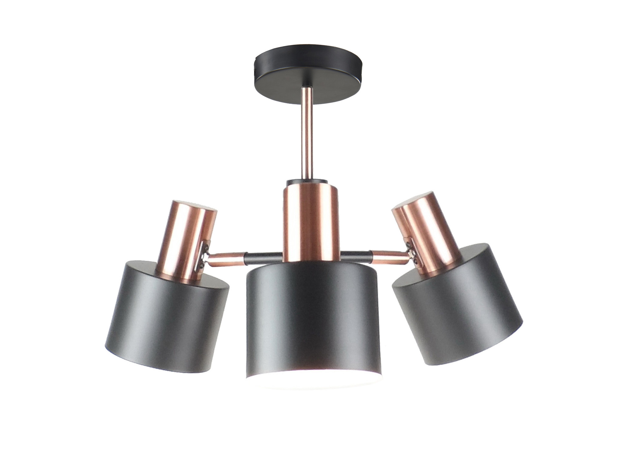 Modern E27 metal pendant light or ceiling 3-light with adjustable heads