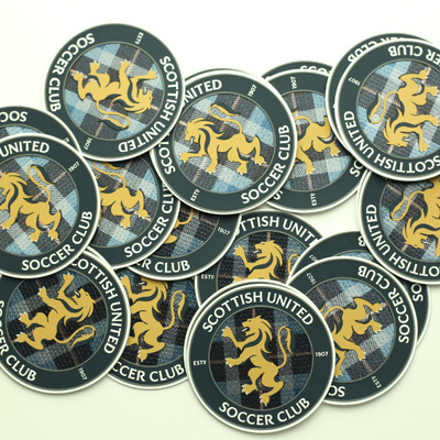 OEM Custom Soccer Football Team Club Logo Heat Transfer Printing 3D Rubber Silicone Patch on Mesh