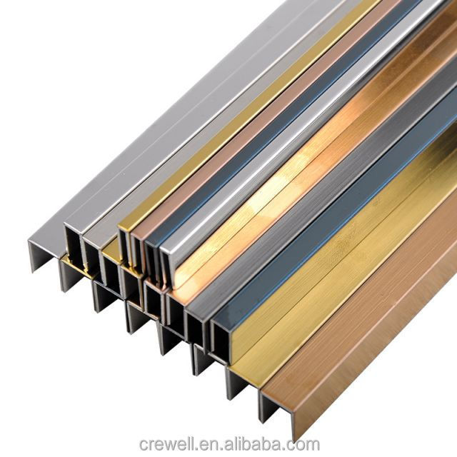 FoShan Crewell  Stainless Steel Tile Trim For Bathroom Home Decor Wall Decoration Trim Strips 304 Luxury Tile Profiles