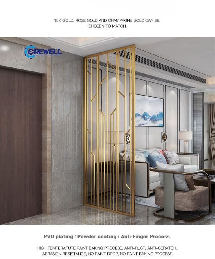 Decorative make a room mild steel antique copper satin hollow out room divider for home improvement