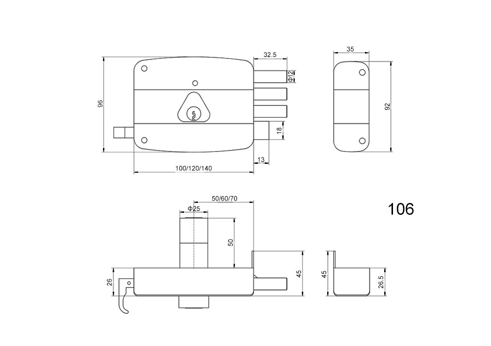 CRITERION Brass home door lock cylinder multi point africa metal gate door lock with Brass Latch