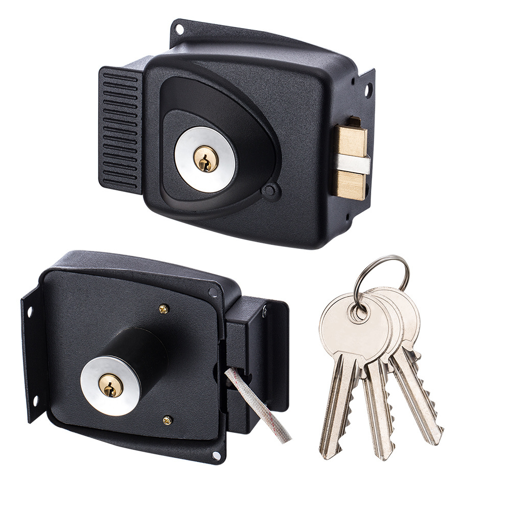 Hot sale factory price black heavy duty outdoor 12v gate door coil driver electronic security electric key rim lock