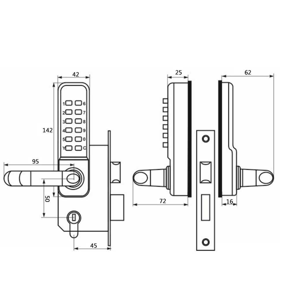 CRITERION 208B 12-button mechanical code digital lock for metal gate,2022 digital door push button lock system