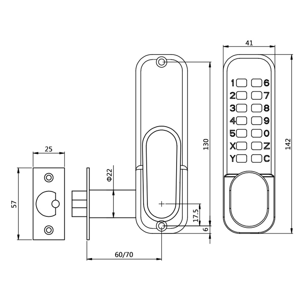 CRITERION factory price Single Latch 231 keyless mechanical digital keypad door lock