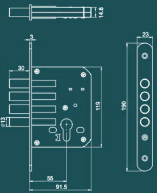 CRITERION 55mm brass safety lift to front french door lock mortise