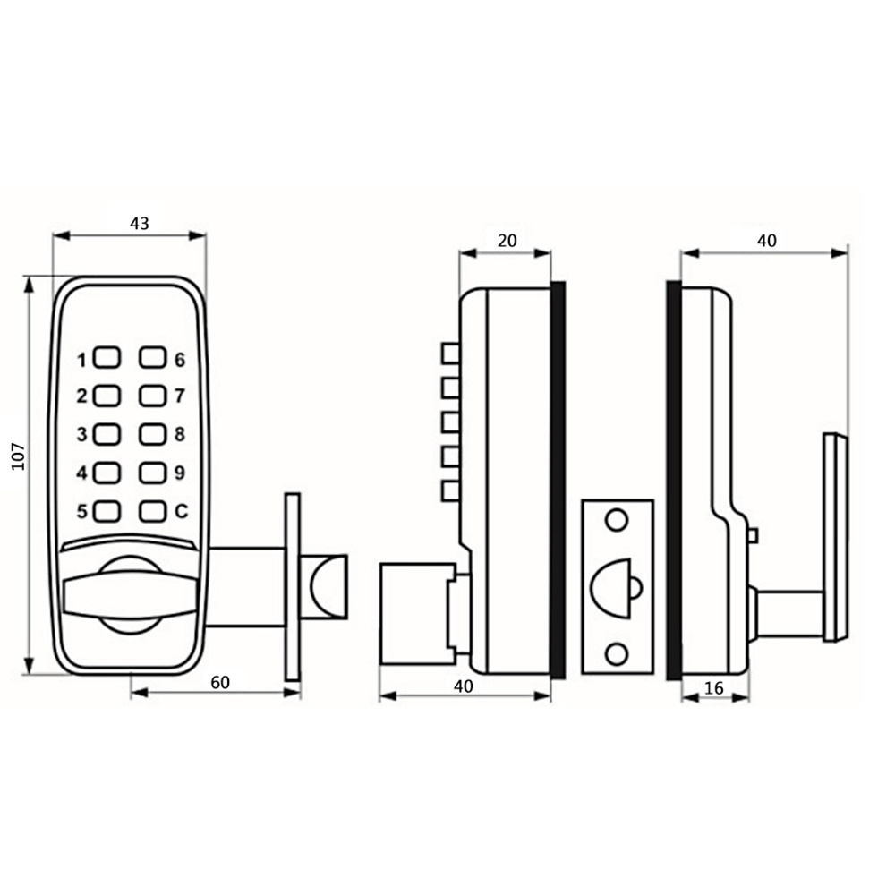 CRITERION spot products 380 Safety latch doors lock set digitals,waterproof mechanical keyless gate lock