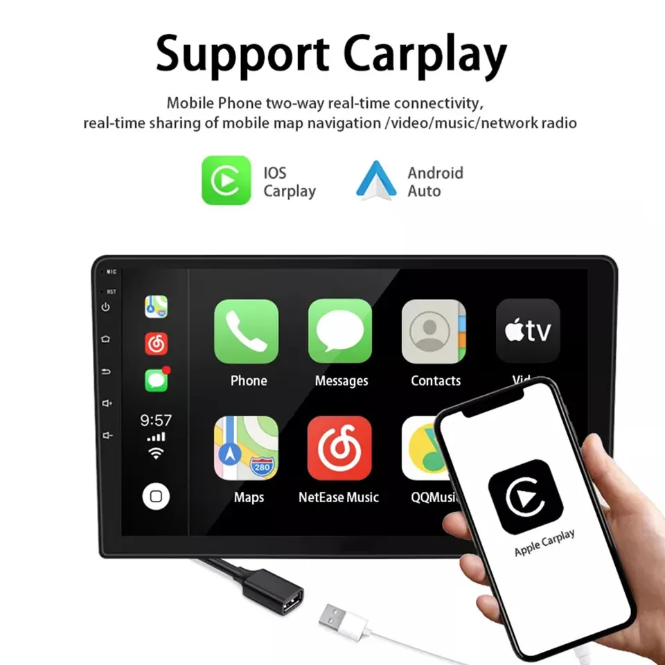 Android car radio with carplay Gift camera and frame car DVD radio 7/9/10 inch 2din gps player with touch screen