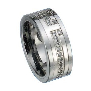 High Quality Luxury Comfort Fit Silver Shining Diamond Stone Men Women Tungsten Ring